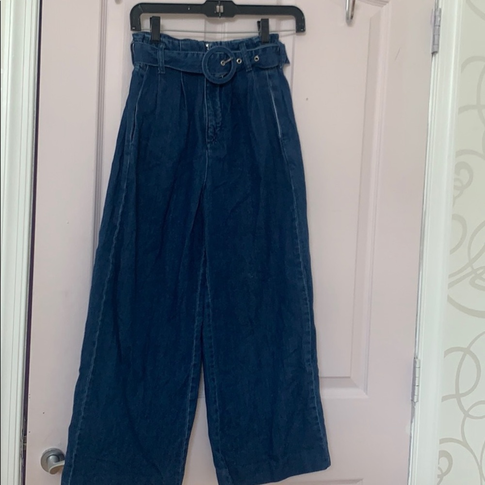 ZARA WIDE LEG PANTS WITH BELT